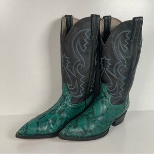 Python Snakeskin Cowboy Boots | Front Cut | Turquoise | Men’s 7.5 | Women’s 8.5
